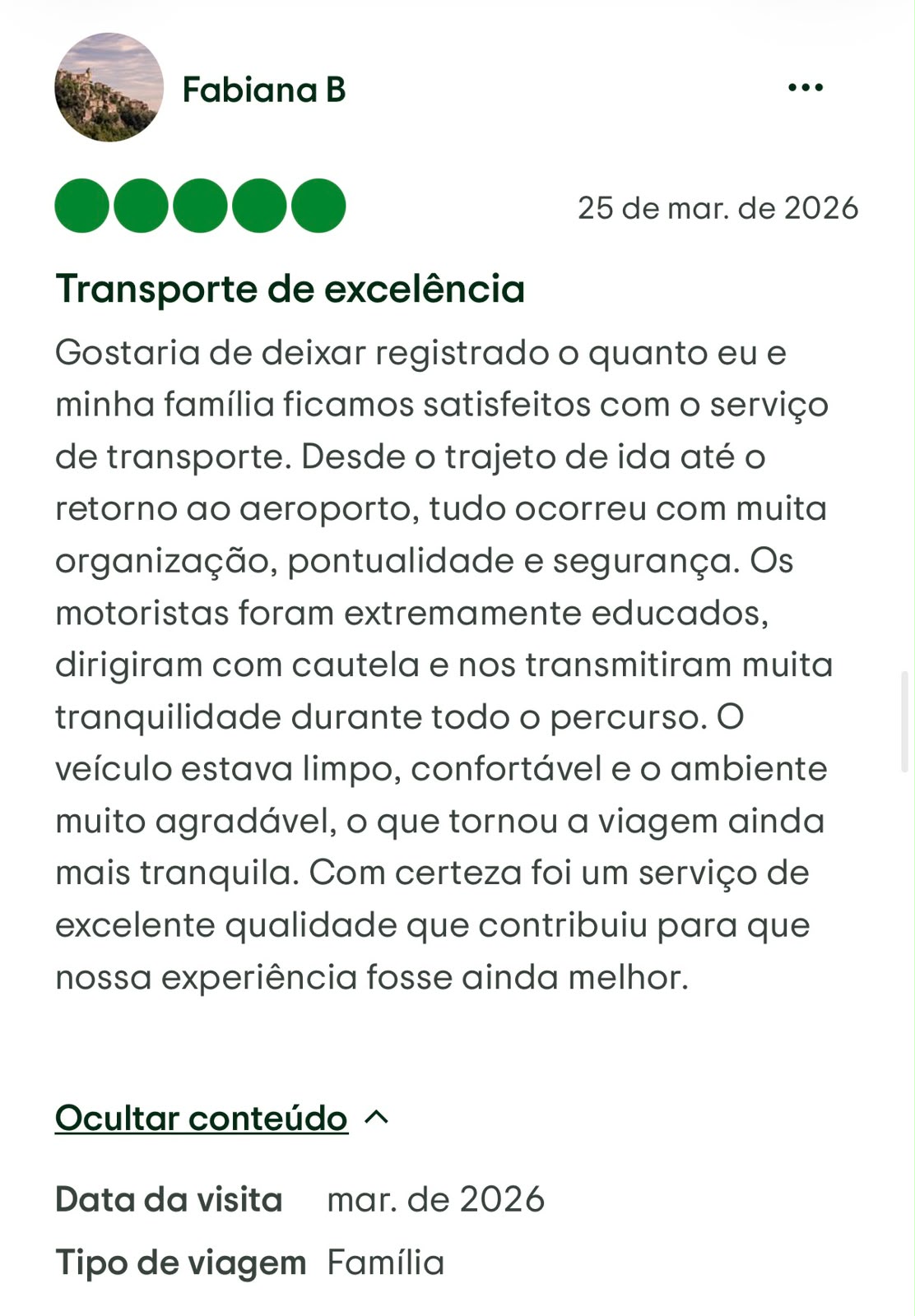 Avaliação de cliente da Plena Turismo