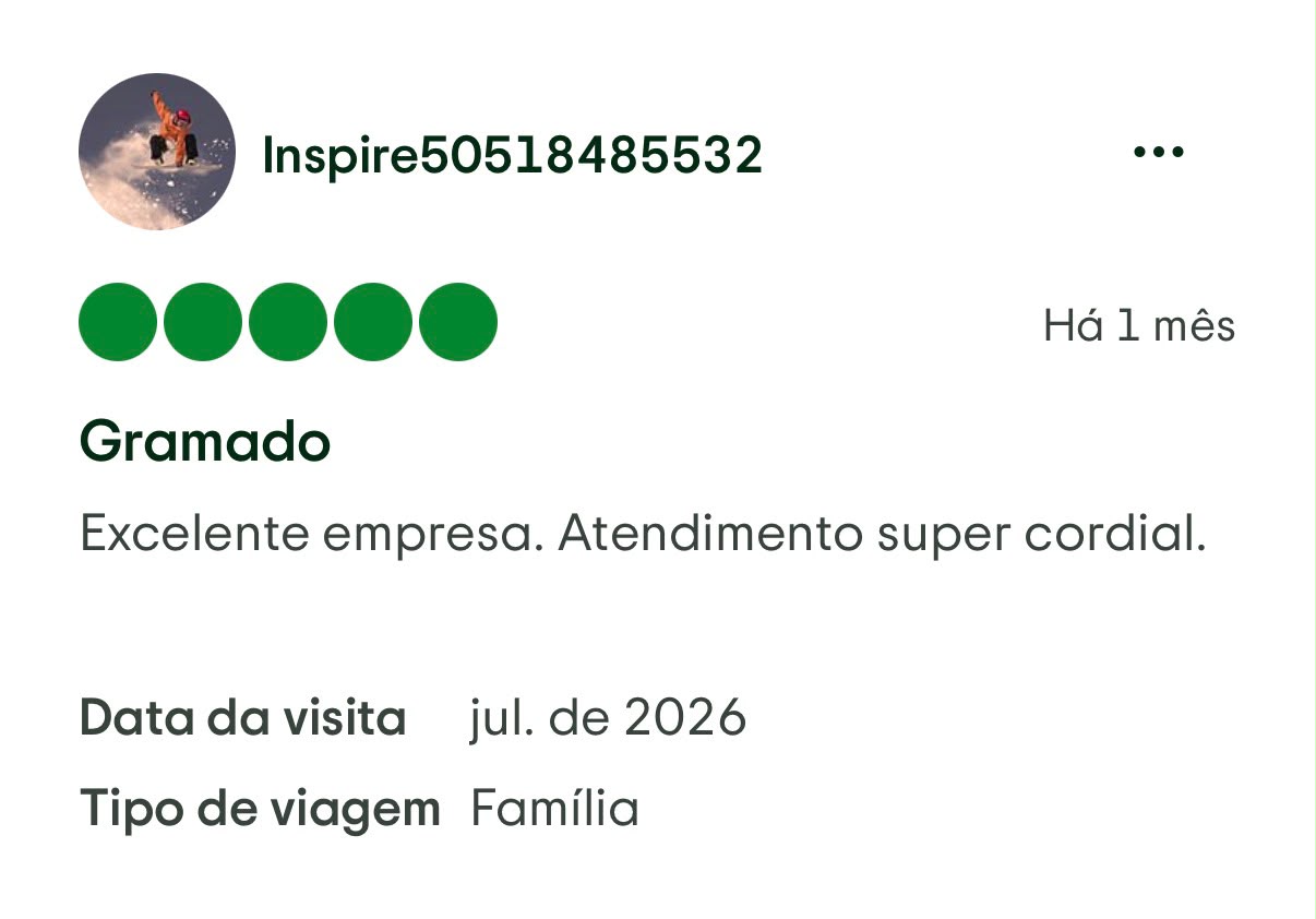 Avaliação de cliente da Plena Turismo